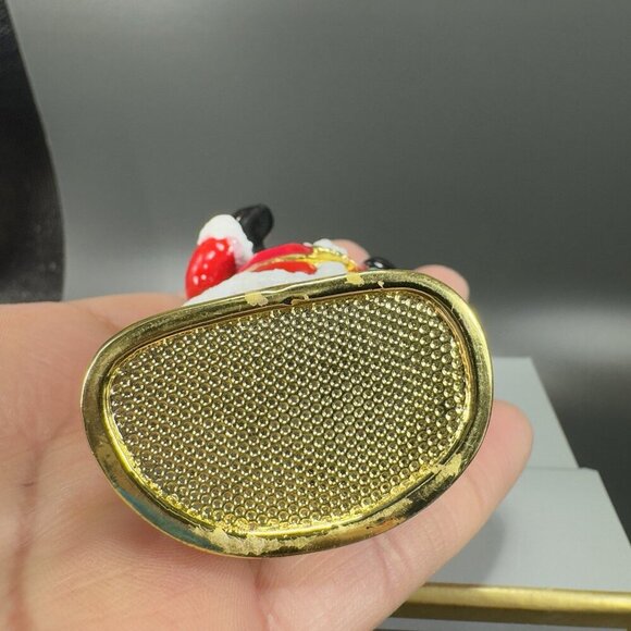 Santa Claus Christmas Enamel Over Metal Bejeweled Hinged Trinket Box Pill Box - Picture 6 of 13